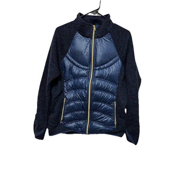 London Fog Jackets & Blazers - LONDON FOG Blue Black Sweater Down Filled Puffer Jacket Full Zip Size Medium